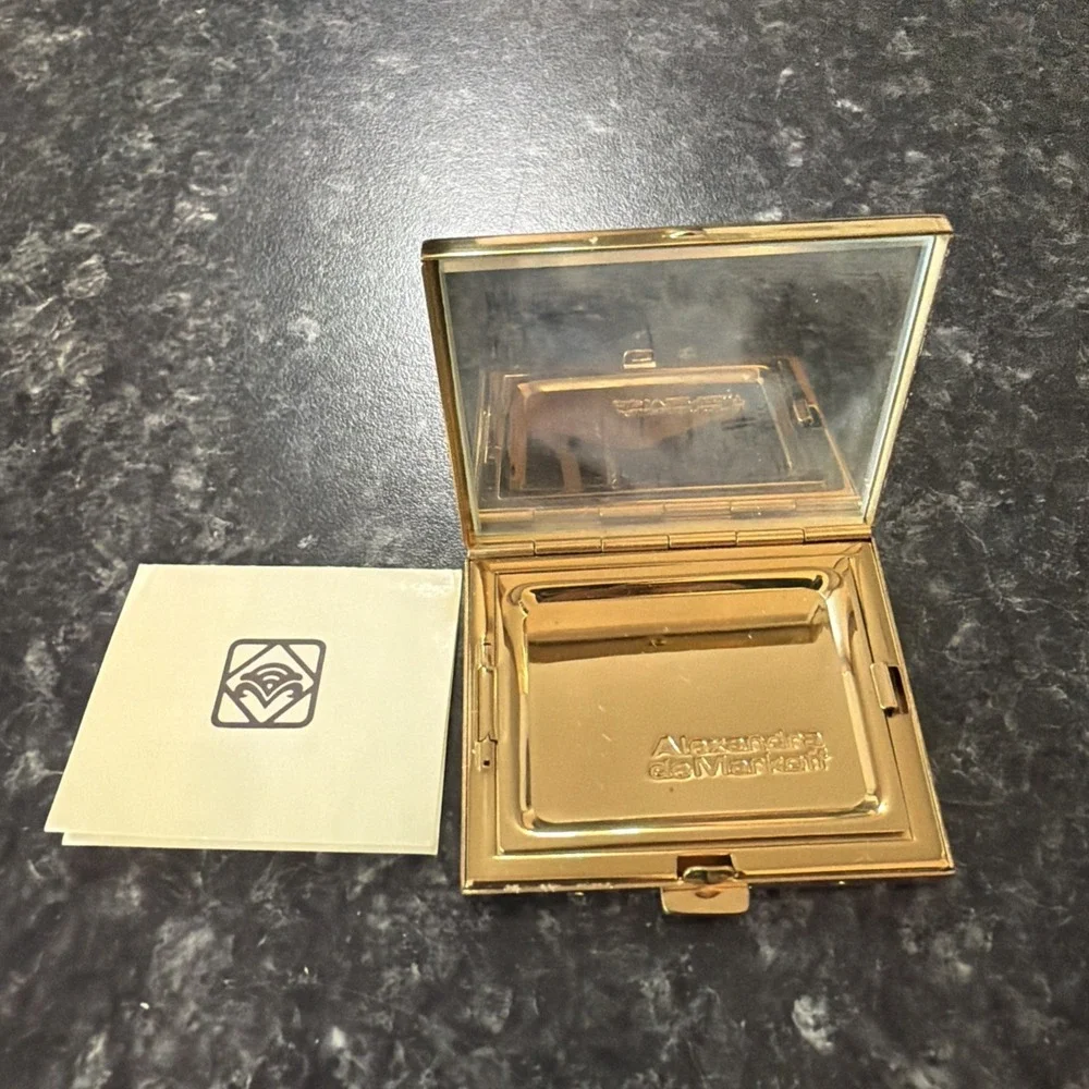 Vintage Alexandra de Markoff gold metal compact Halo of Gold 1980s No Powder